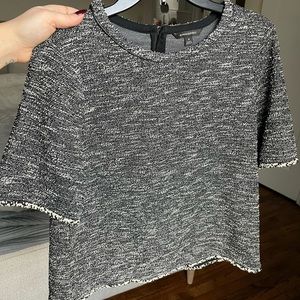 Black and white short sleeve tweed shirt